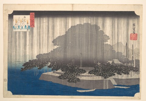 Ukiyo-e Night Rain at Karasaki