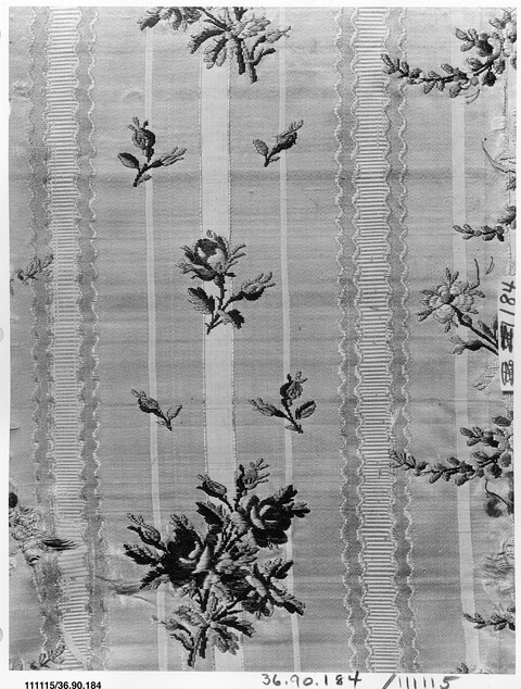 Vintage Floral Striped Textile Sample