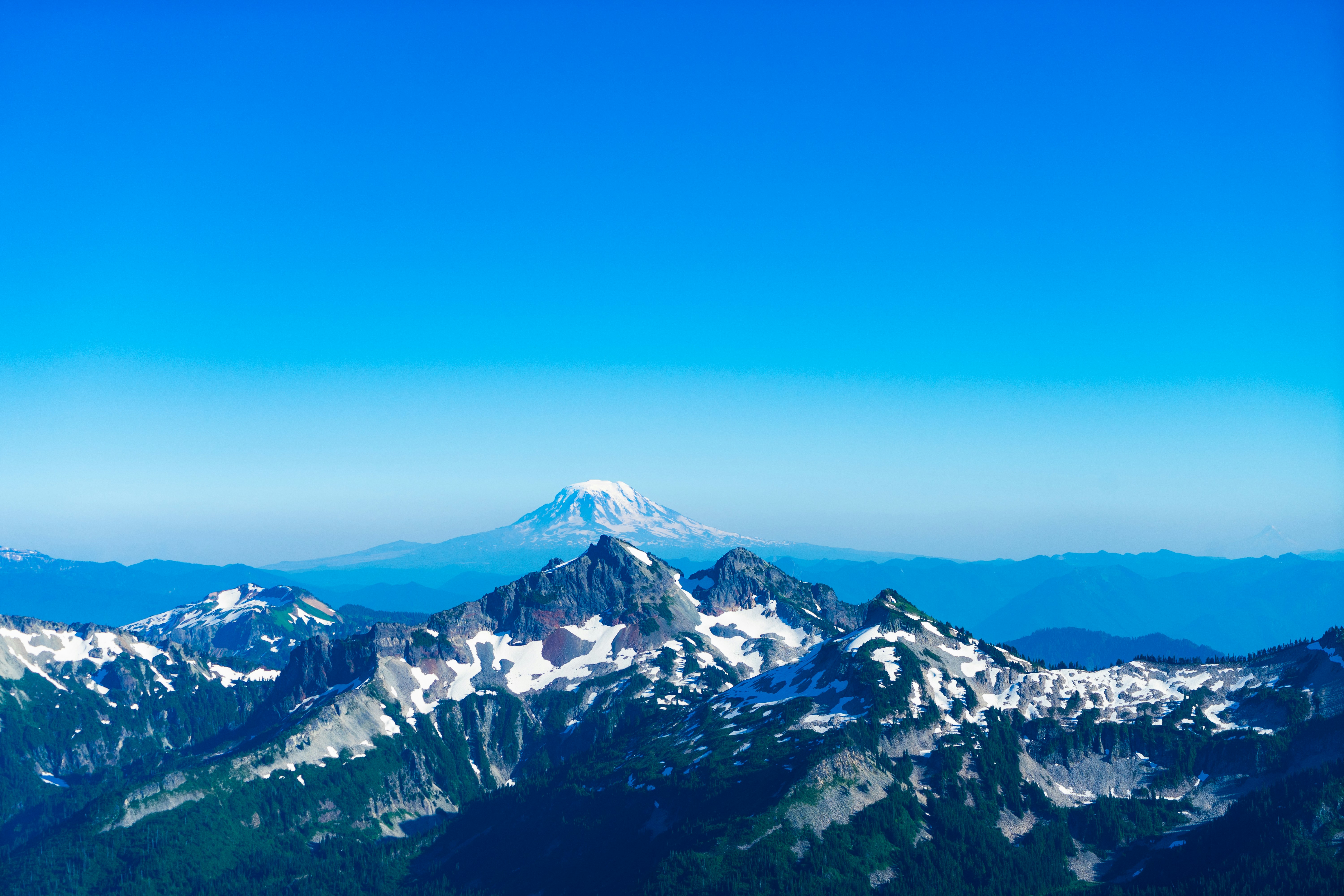 Layered Snow-capped Mountain Landscape