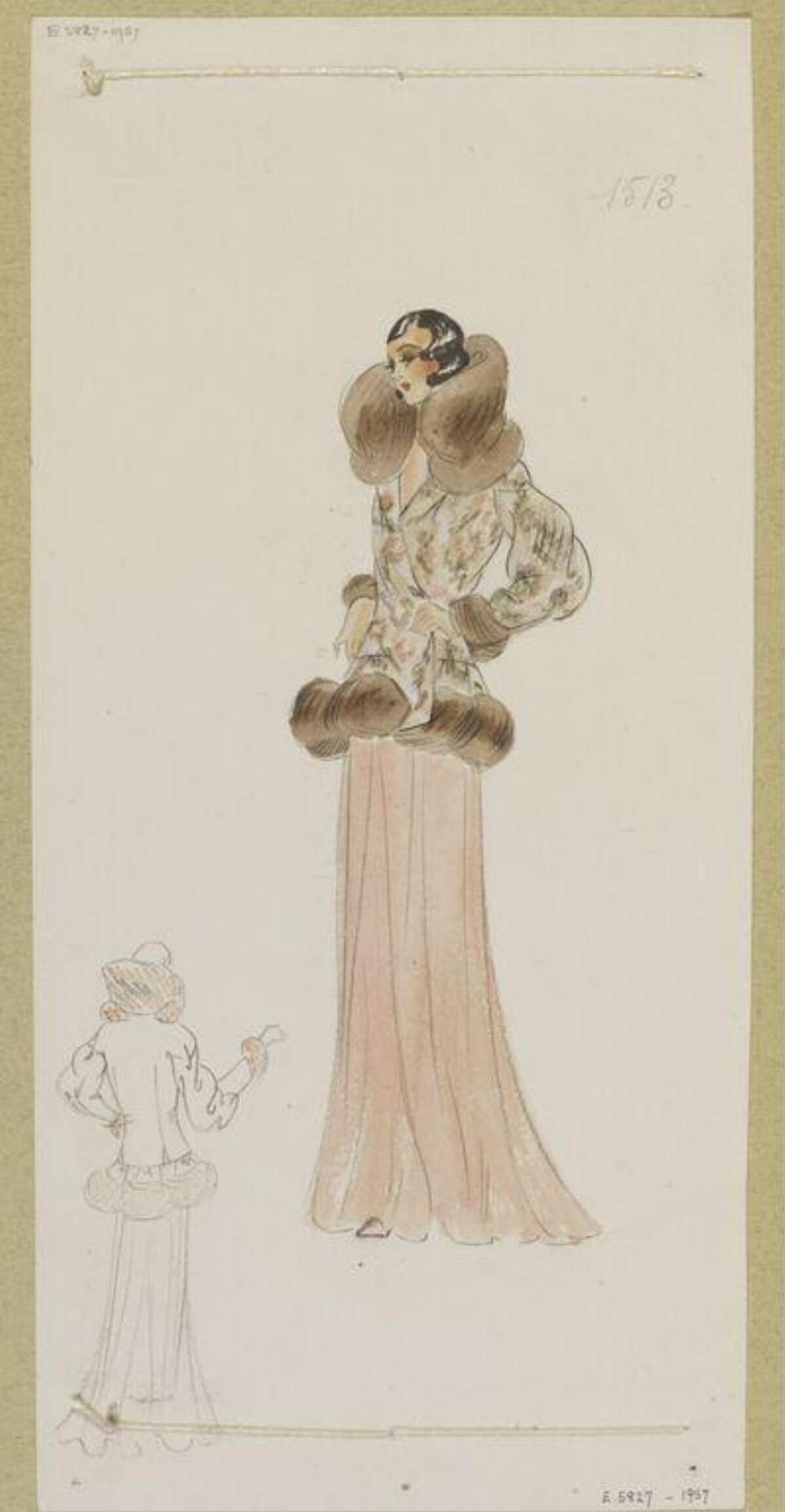 1930s Evening Gown Fashion Sketch