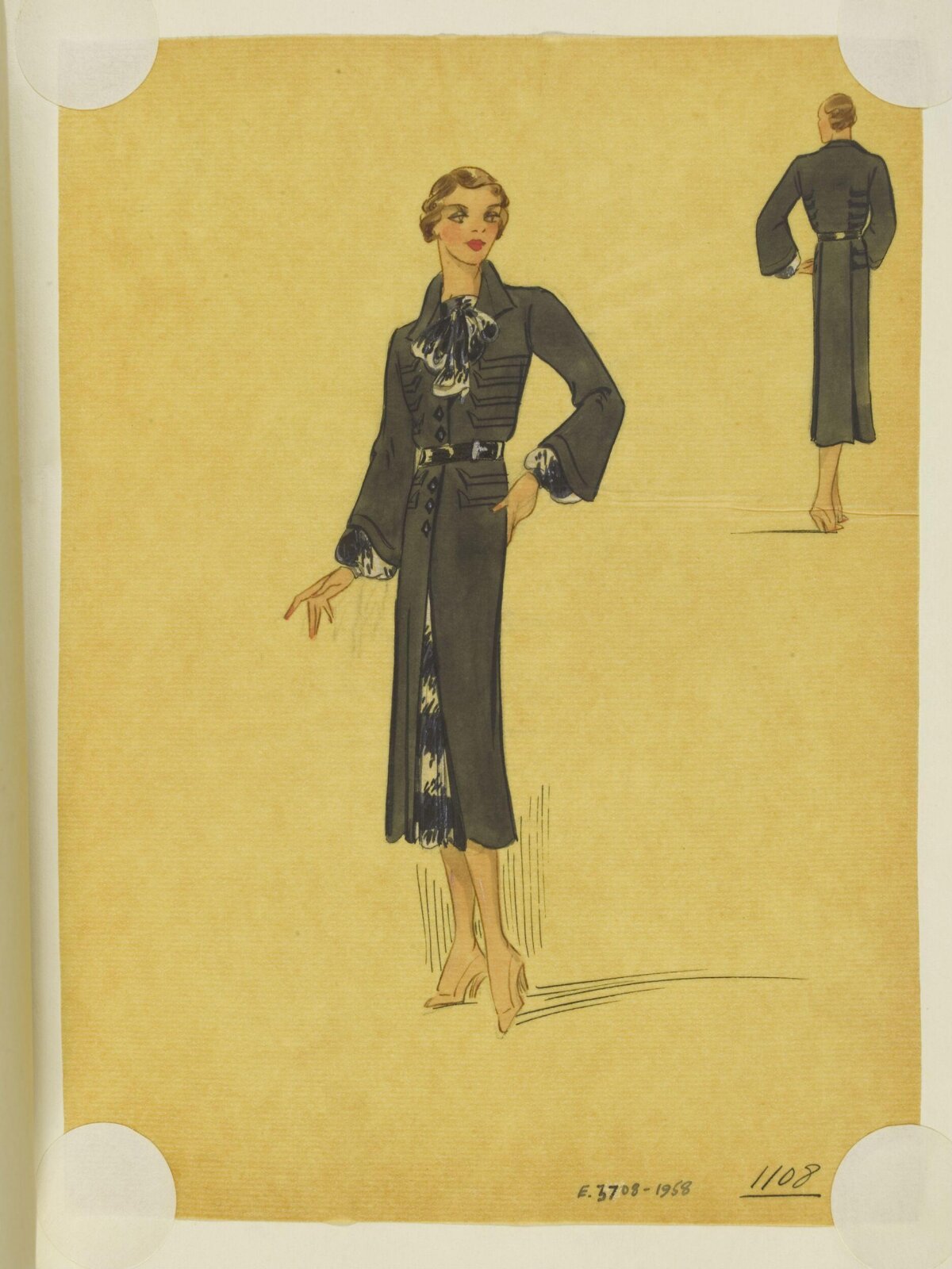 Vintage Women's Coat Fashion Sketch