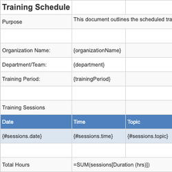 Training Schedule
