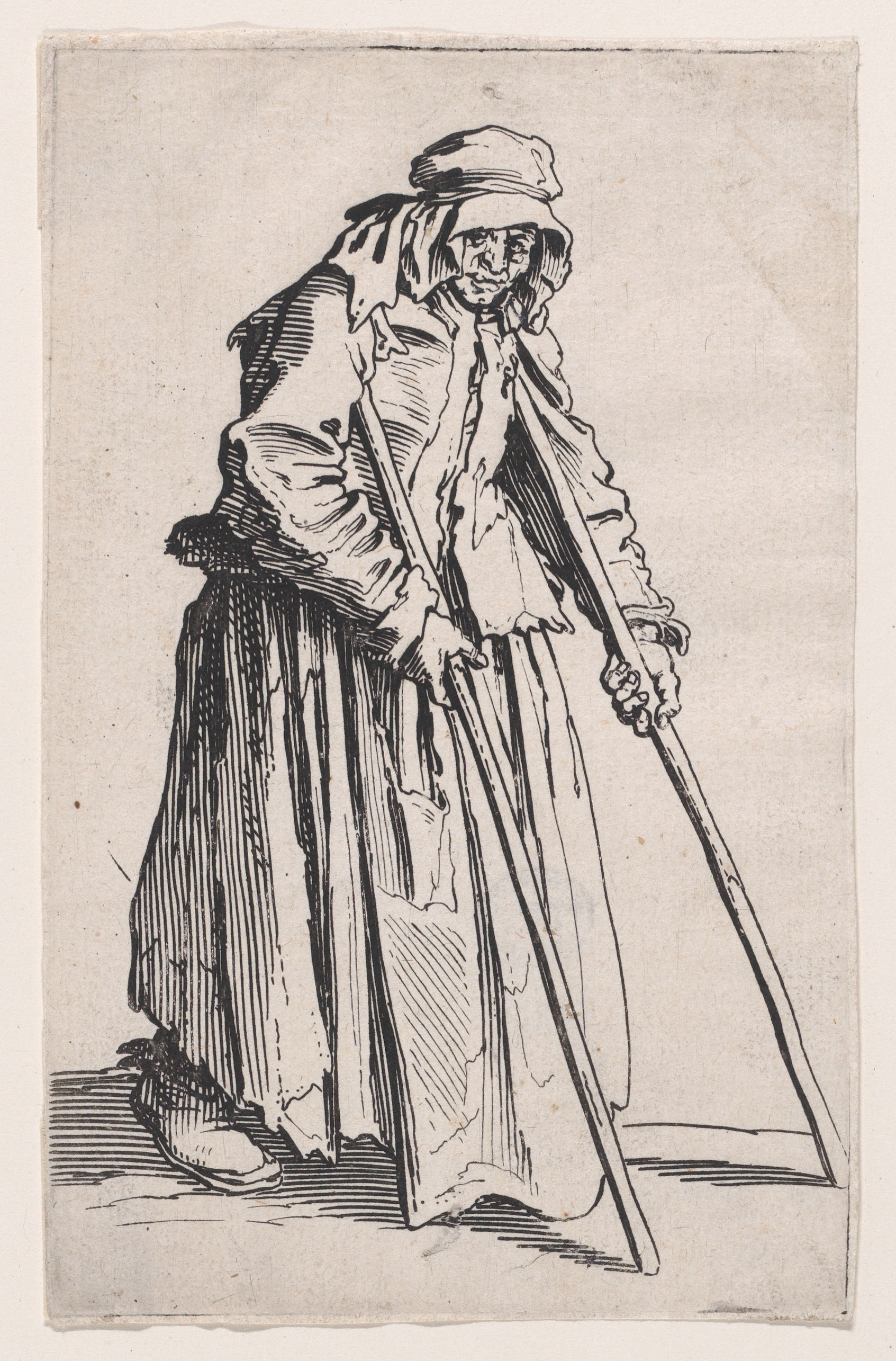 Old Beggar Woman with Two Crutches