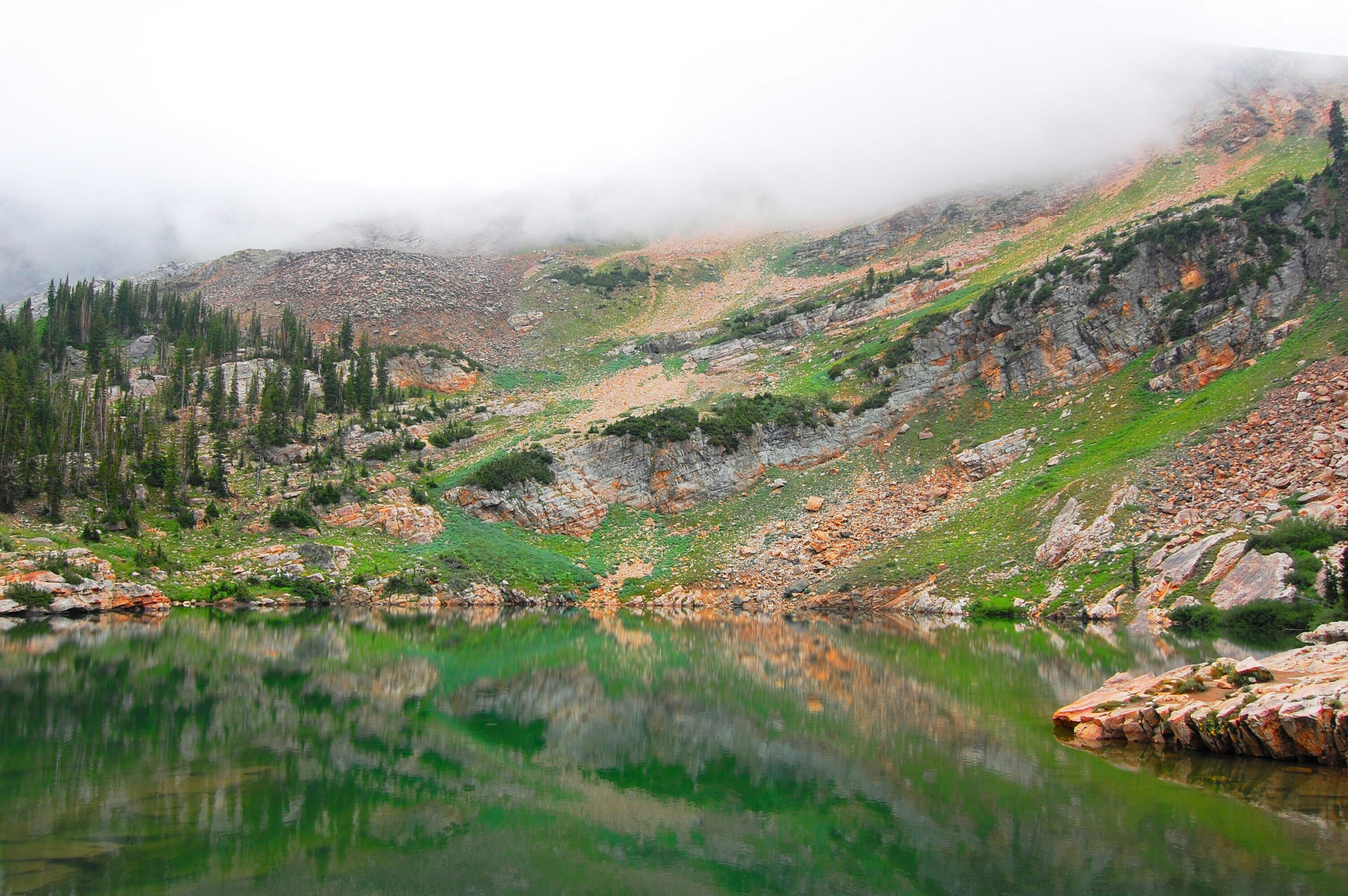 Foggy Mountain Lake Reflection