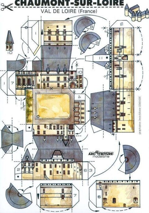 Chaumont-sur-Loire Castle Paper Model Template