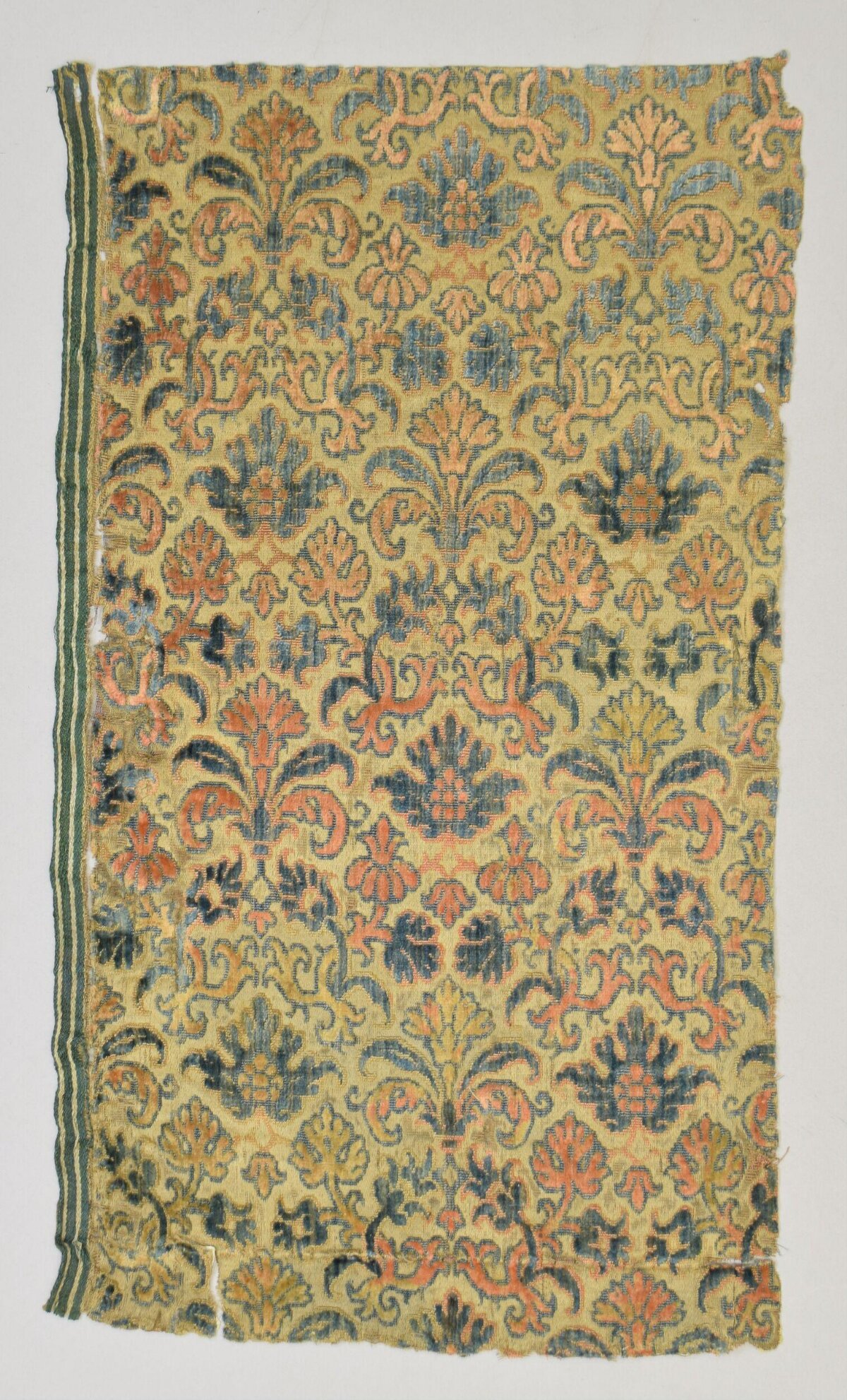 Antique Floral Patterned Textile Fragment