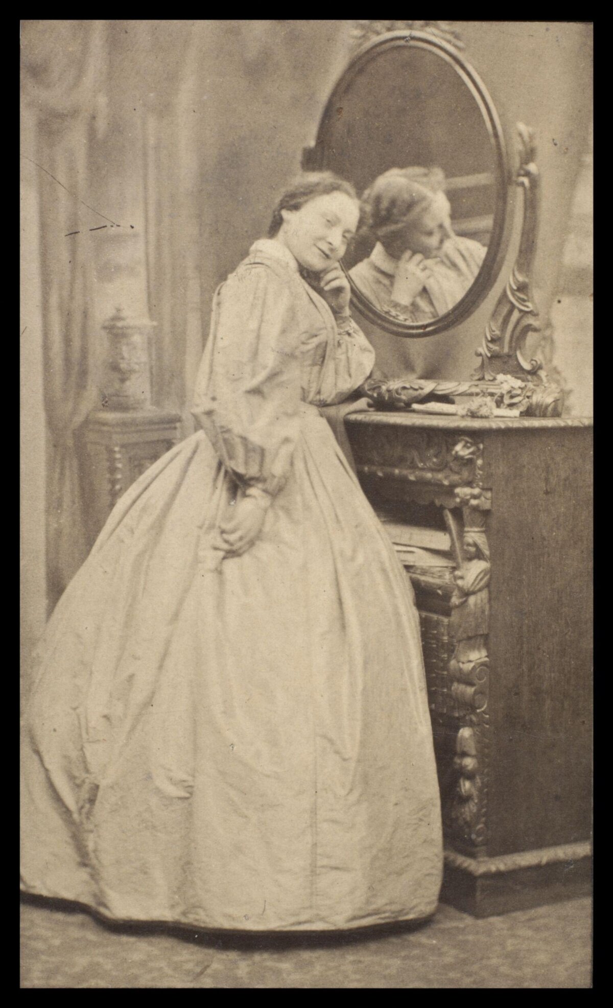 Victorian Woman at Dressing Mirror
