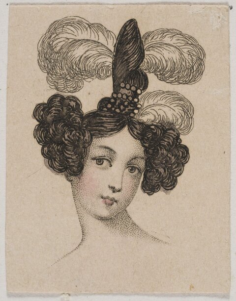 Portrait Sketch of Woman with Fancy Headdress