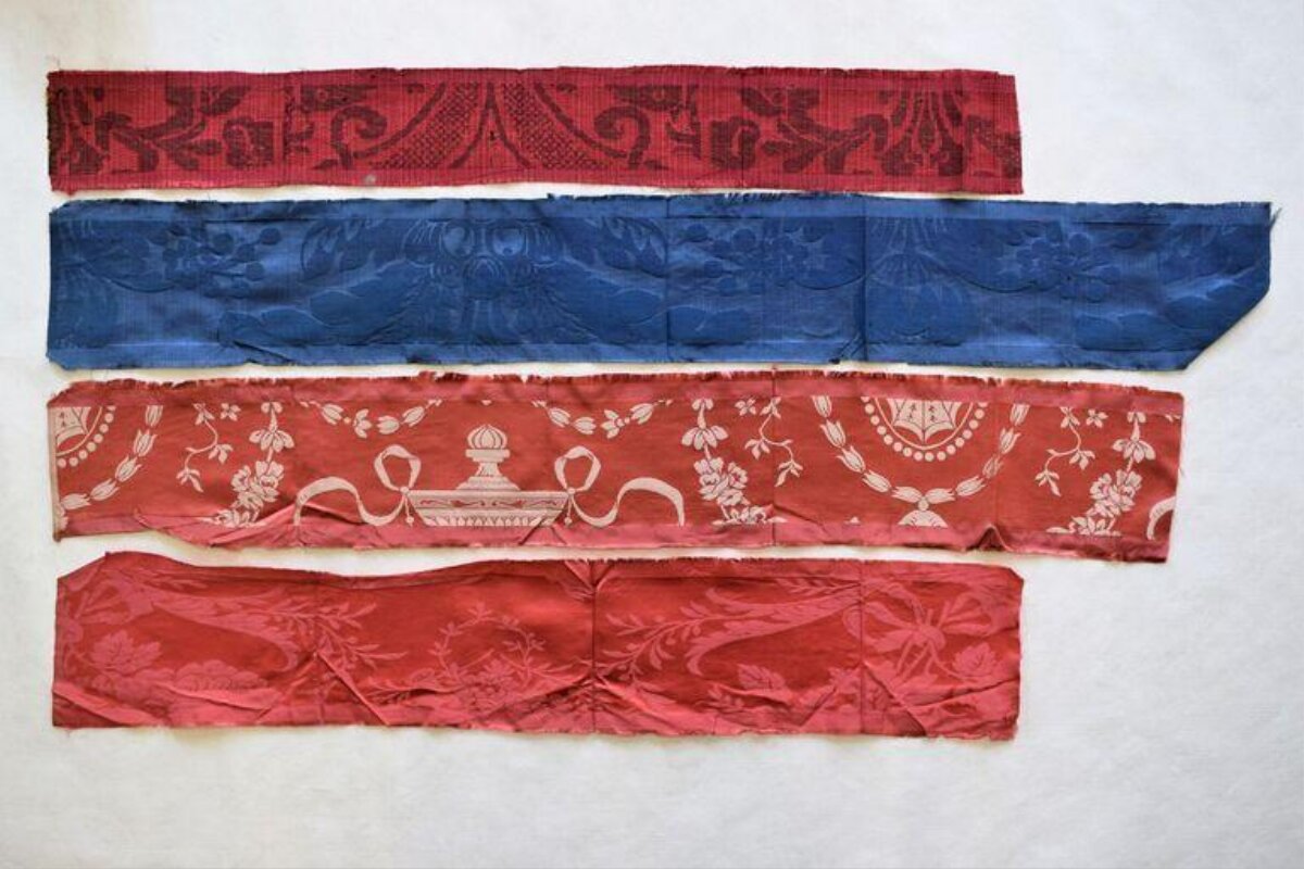 Four Vintage Textile Fabric Strips