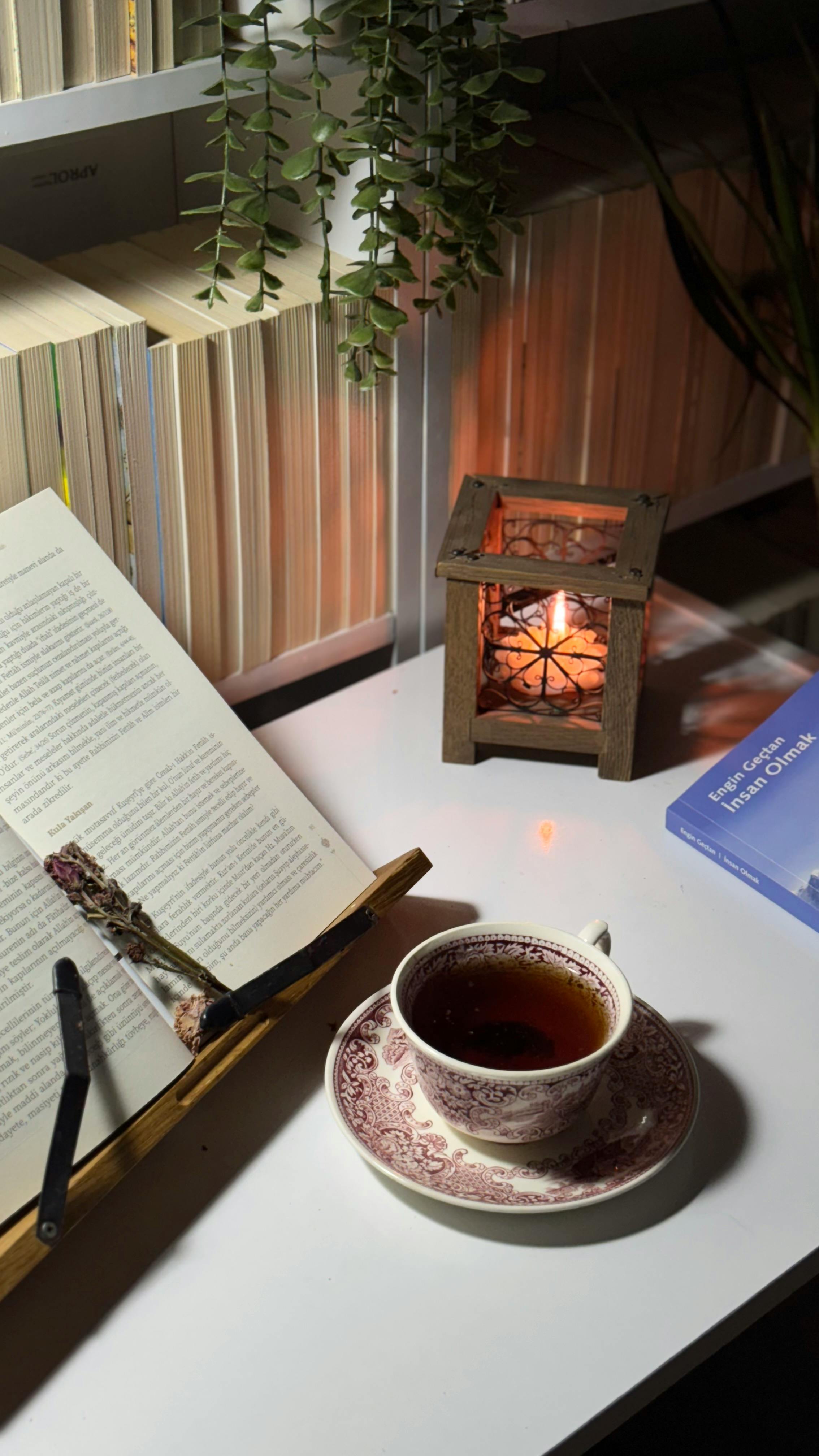 Cozy Reading Nook with Tea