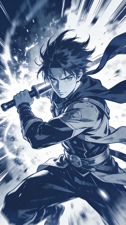Anime Swordsman In Battle Stance
