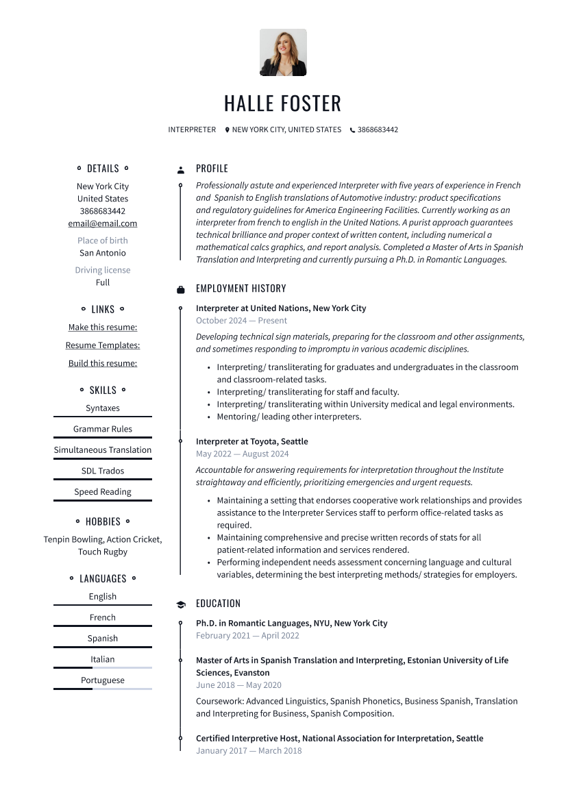 Interpreter Resume Samples & Guide_23