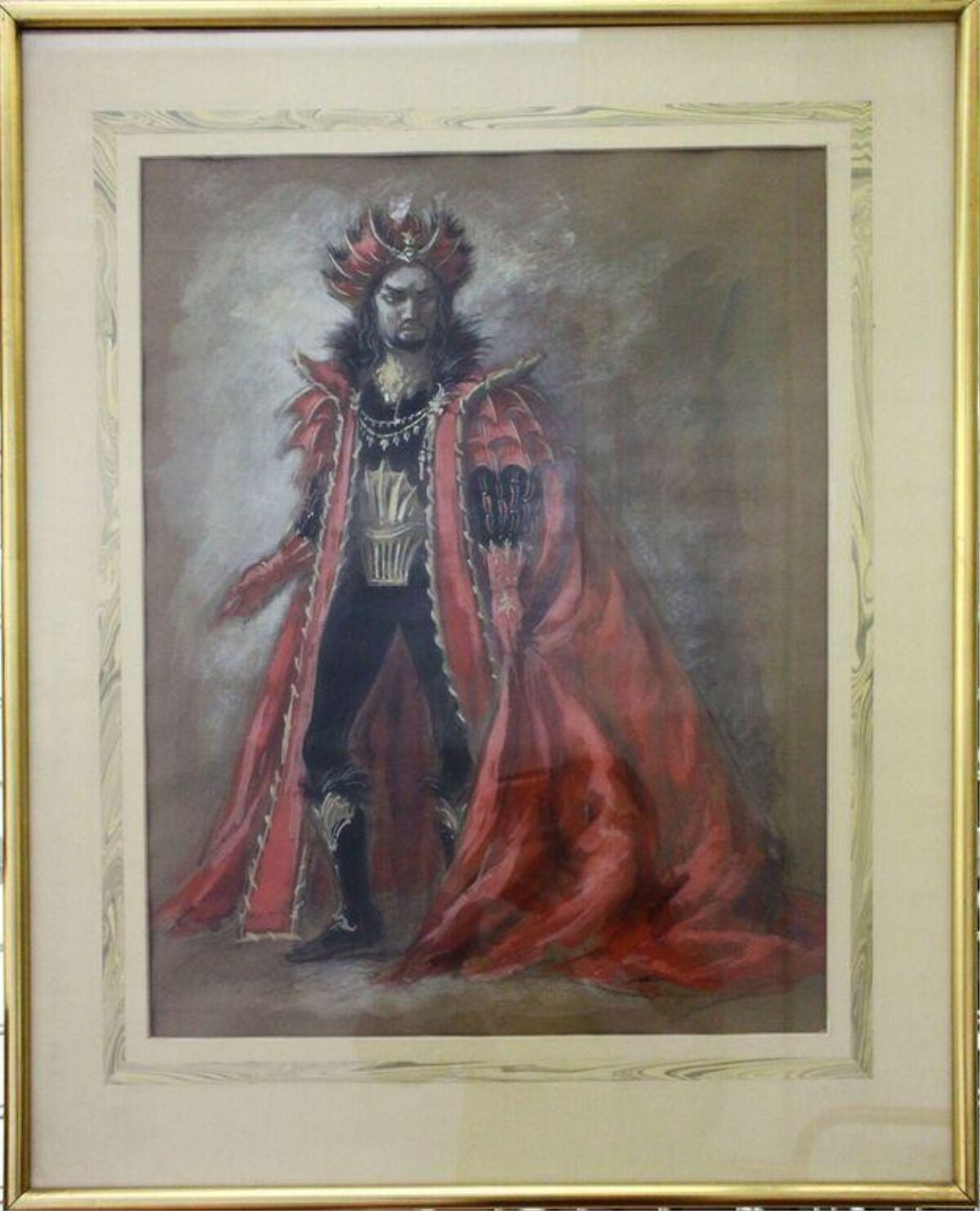 Theatrical Red Robe Ruler Costume Sketch