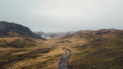 Overcast Mountain Valley Landscape