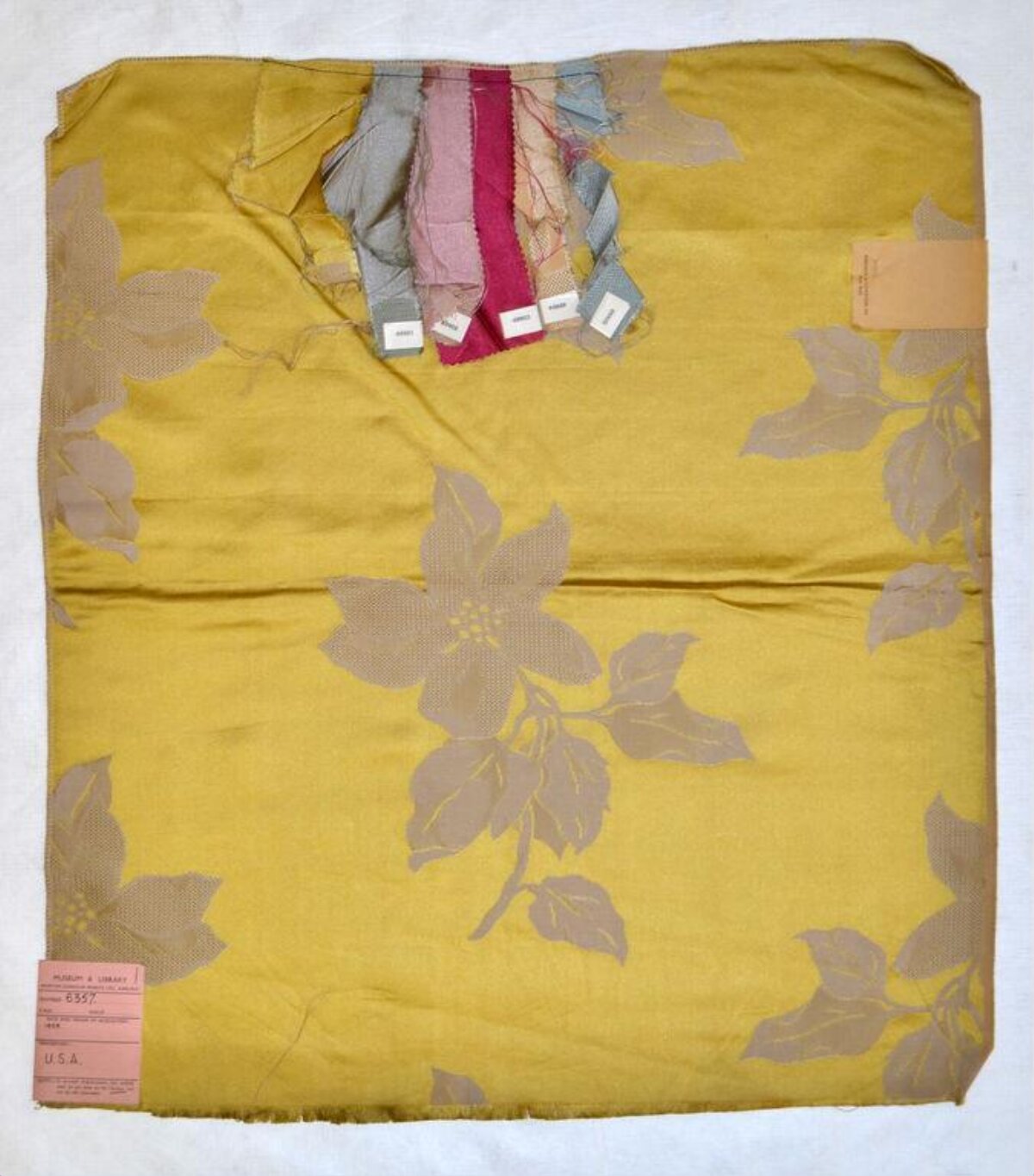 Yellow Floral Textile Swatch from USA