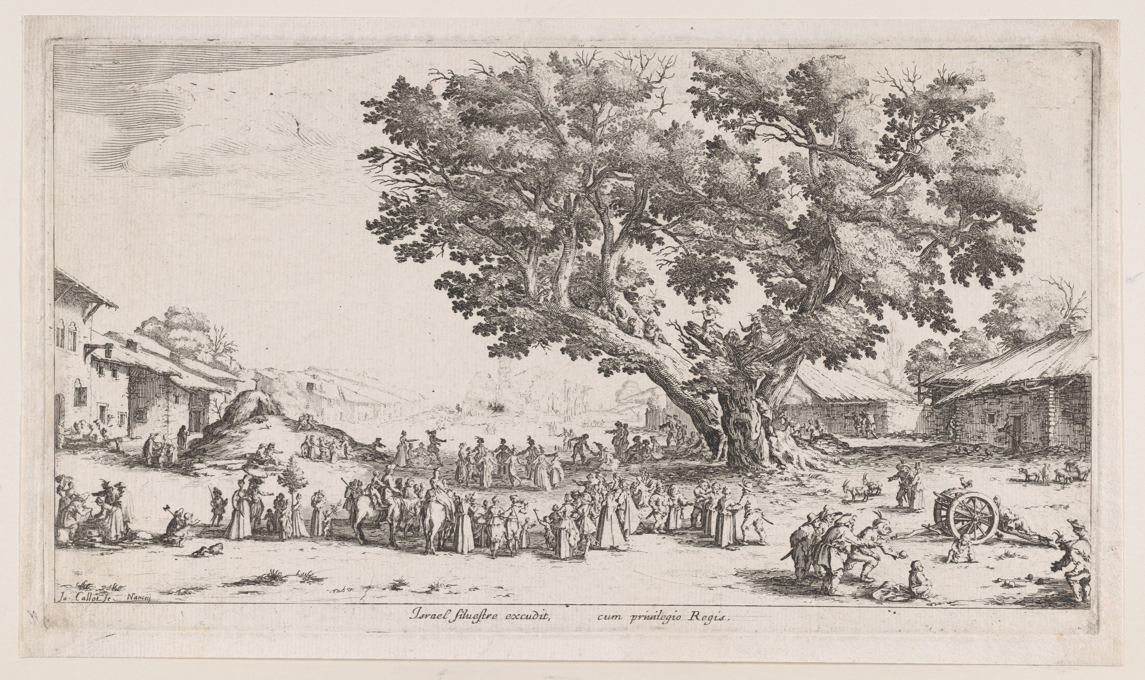 Village Outdoor Gathering Etching