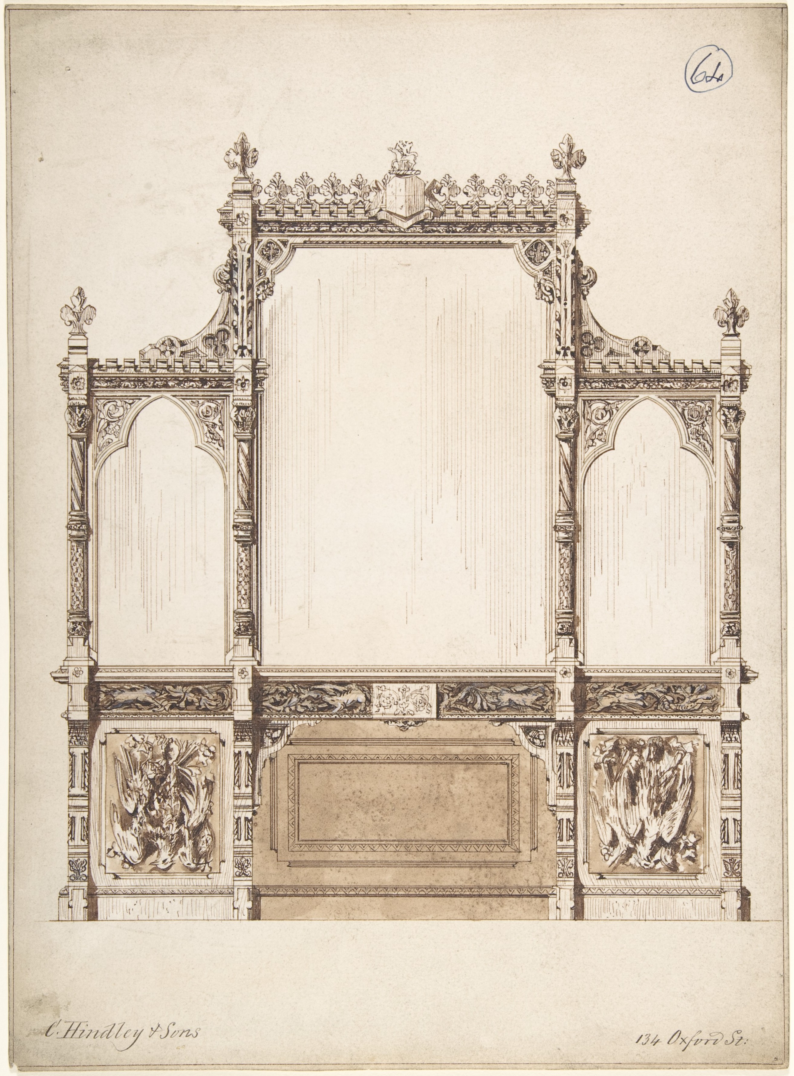 Gothic Style Fireplace Design Sketch