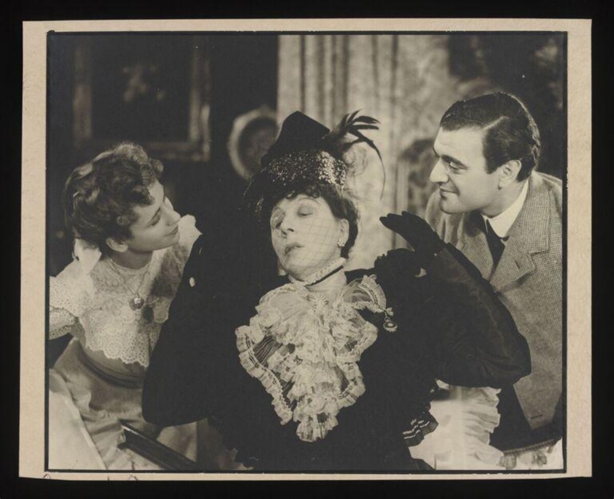 Vintage Three-Person Silent Film Still