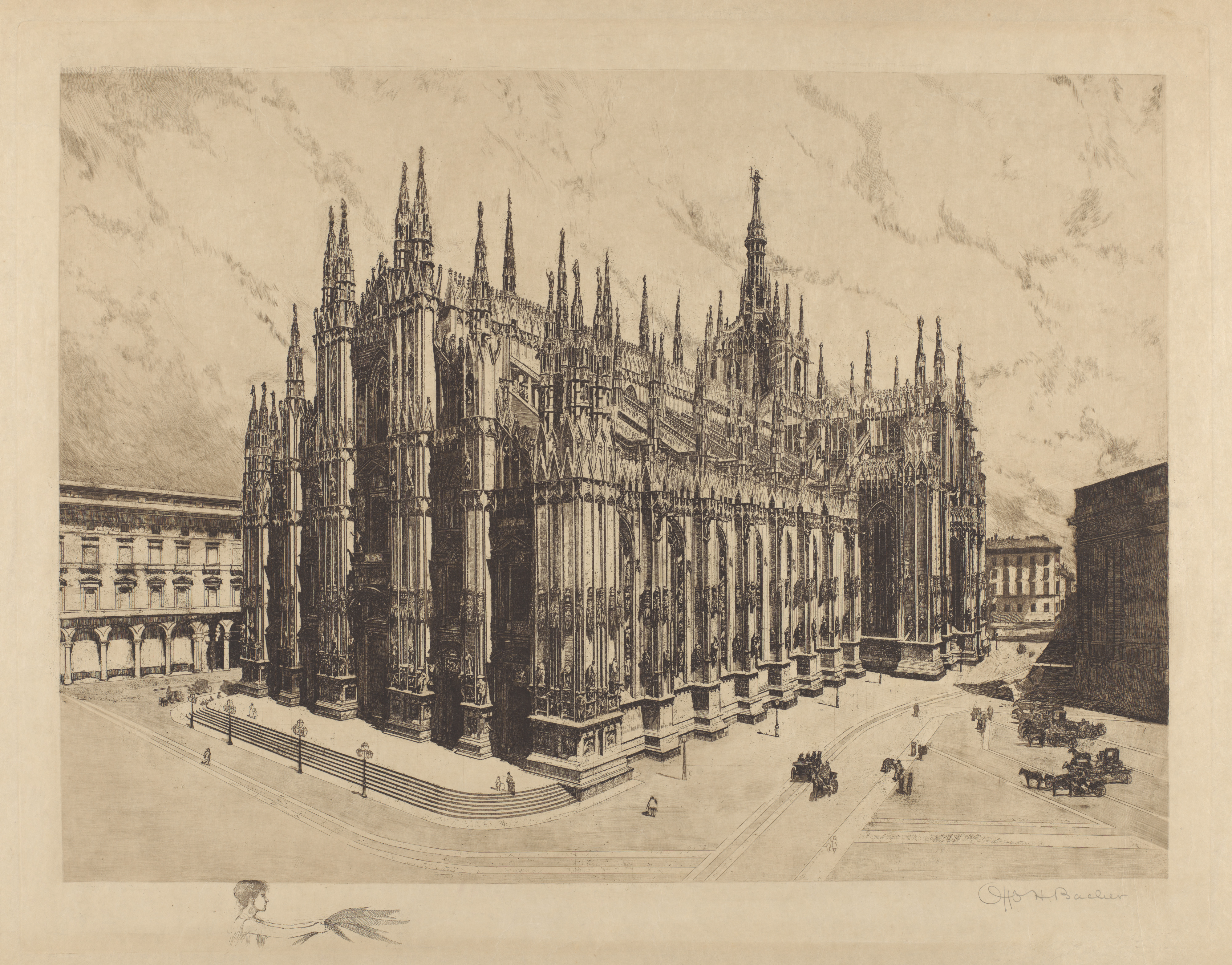 Etching of Milan Cathedral