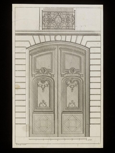 Engraving of Ornate Double Door