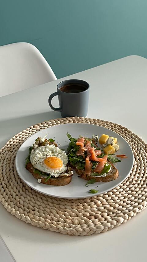 Breakfast Toast Platter with Coffee