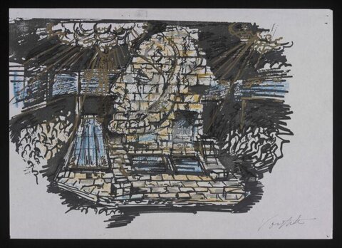 Rustic Stone Well Sketch