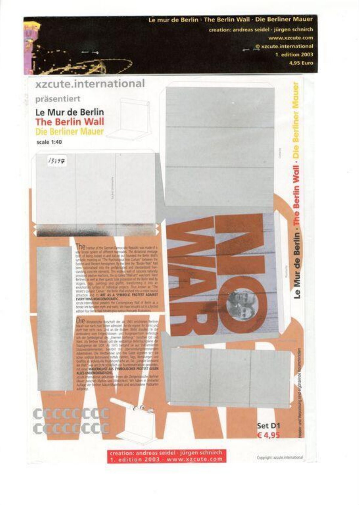Berlin Wall Paper Model Sheet