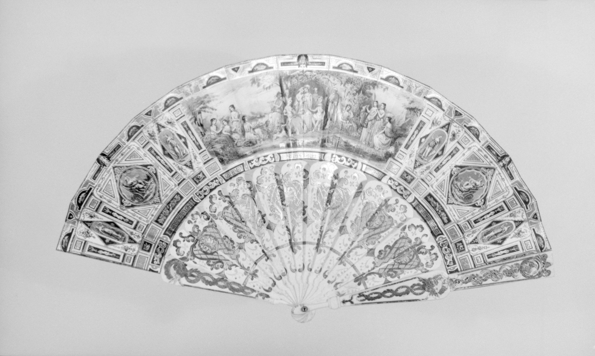 Vintage Ornate Painted Folding Fan