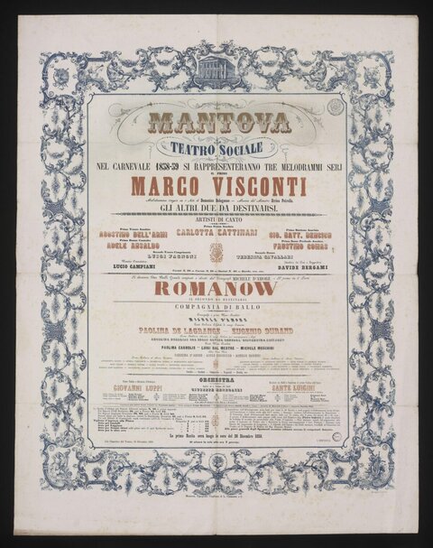 1858 Mantova Teatro Sociale Playbill