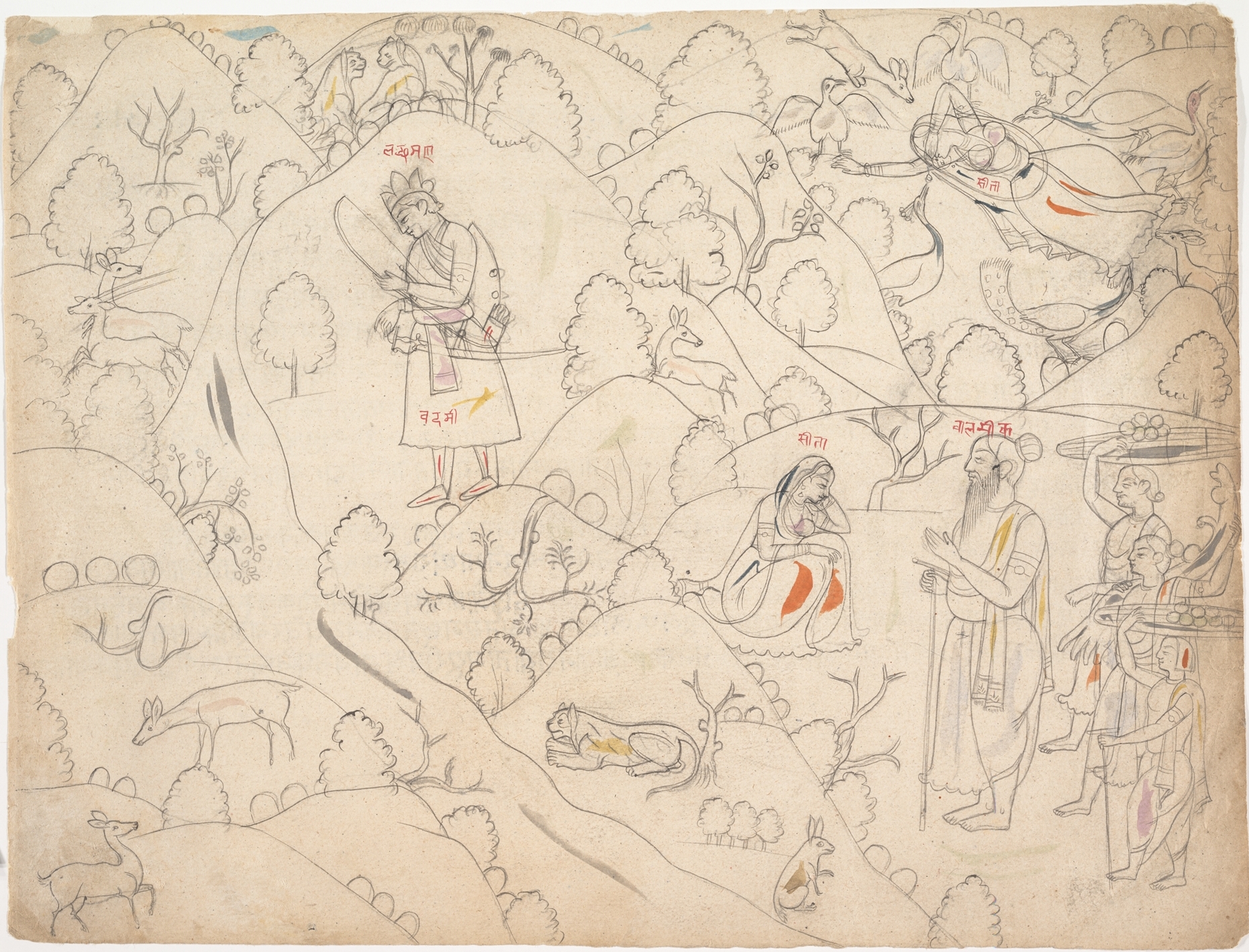 Ramayana Scene Ink Sketch