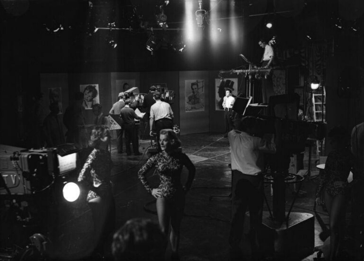 Vintage Television Studio Filming Scene