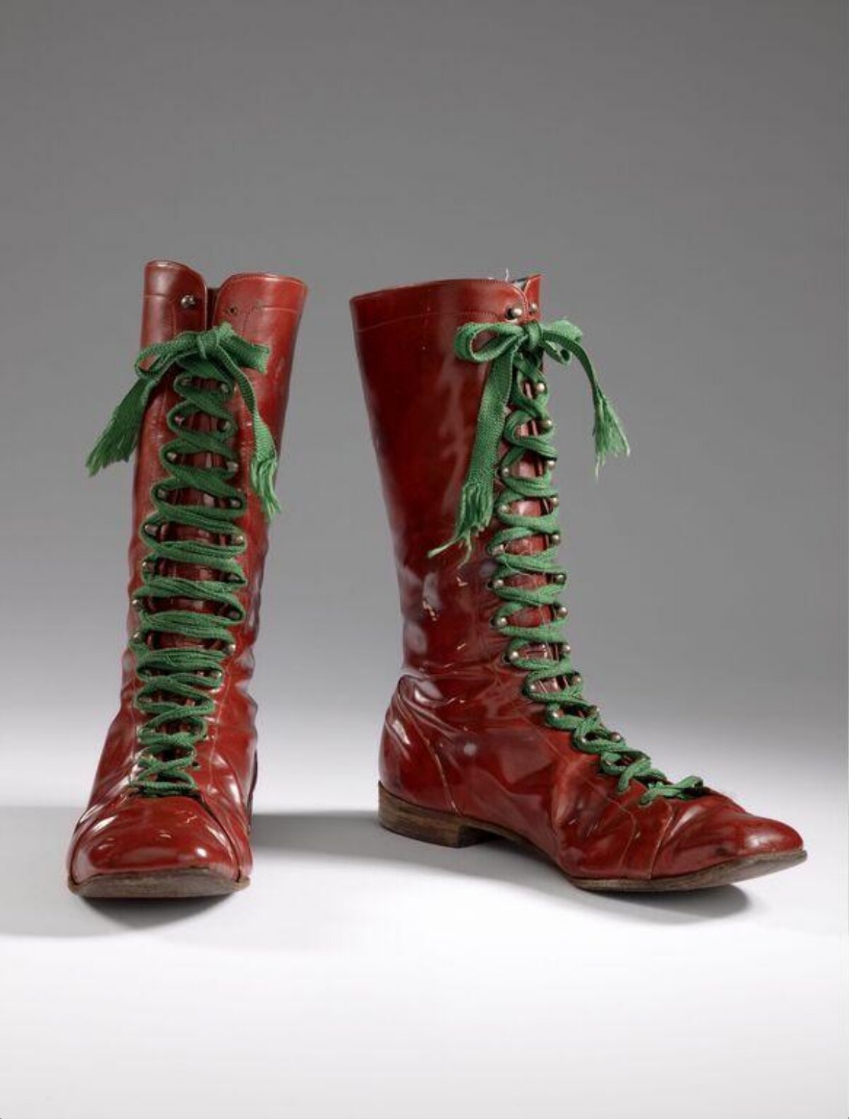 Vintage Red Boots with Green Laces