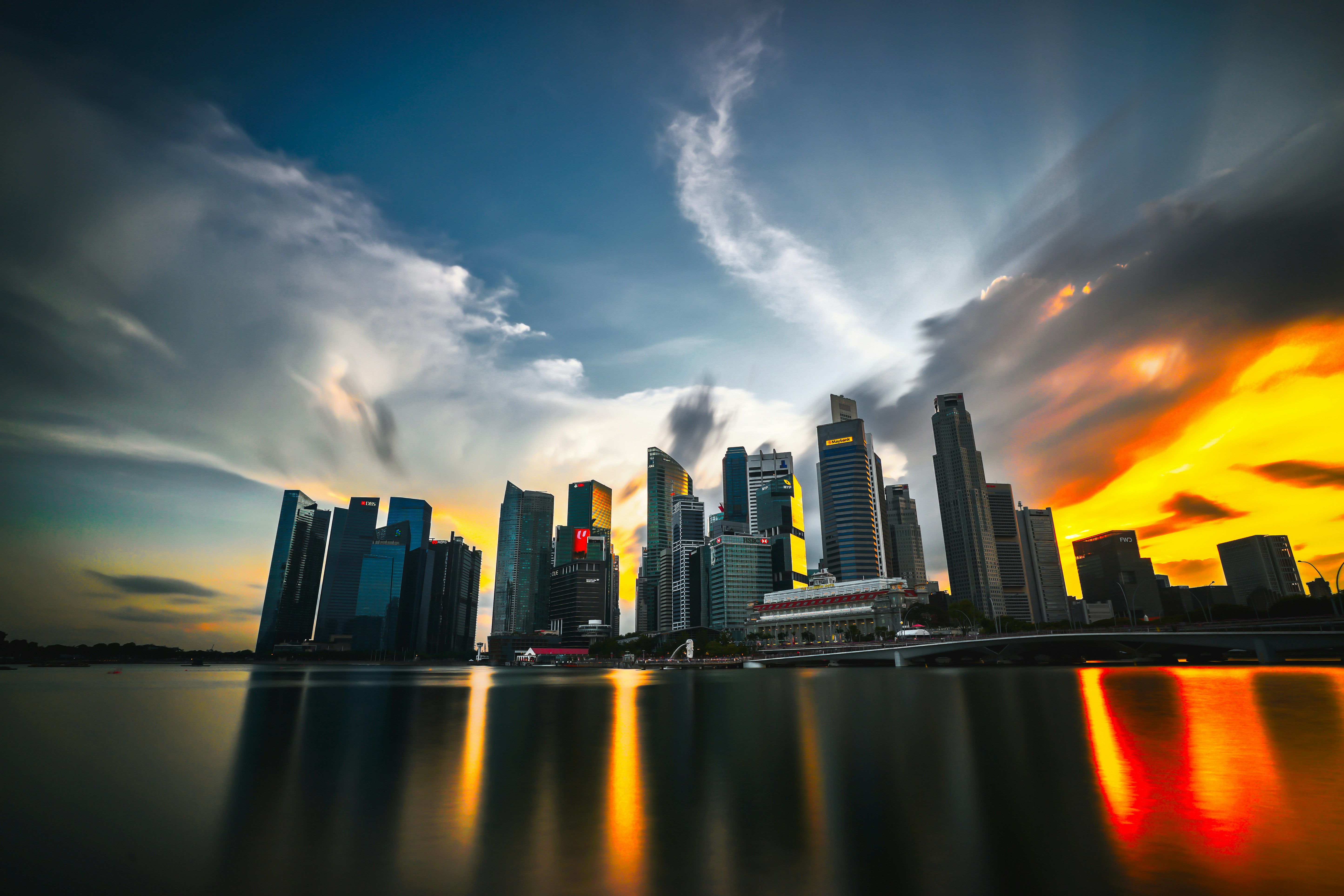 Singapore CBD Skyline at Sunset