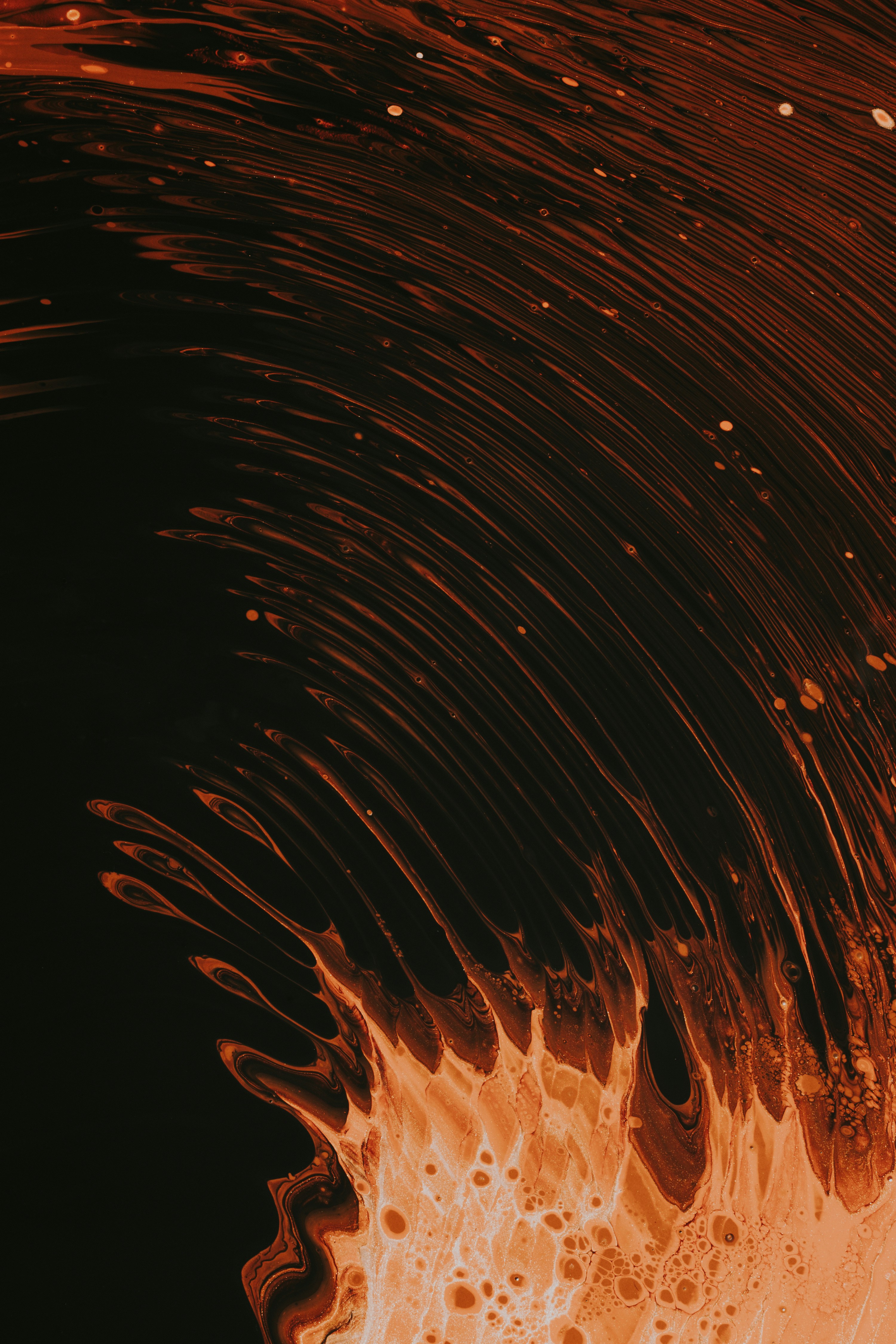 Orange Black Fluid Abstract Art
