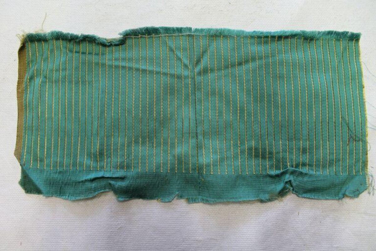 Green Striped Woven Fabric Fragment