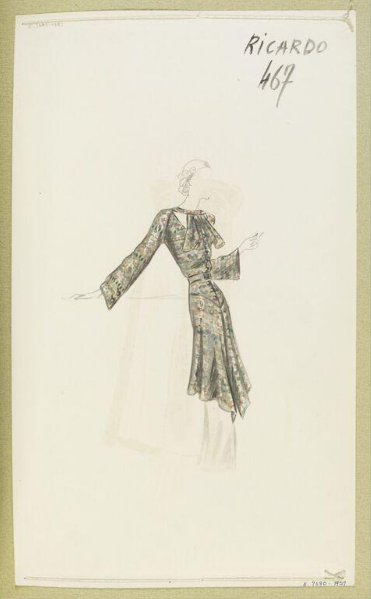 Vintage Dress Fashion Design Sketch