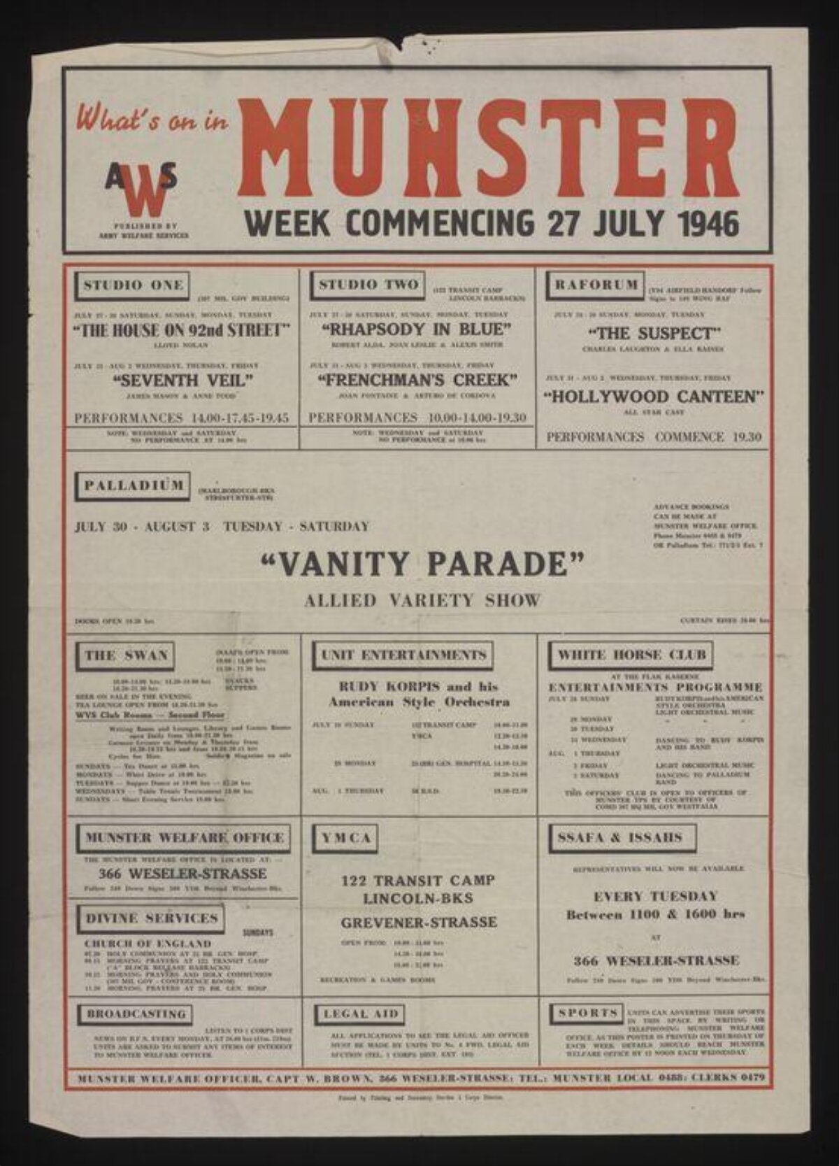 1946 Munster Events Schedule Poster — Posters
