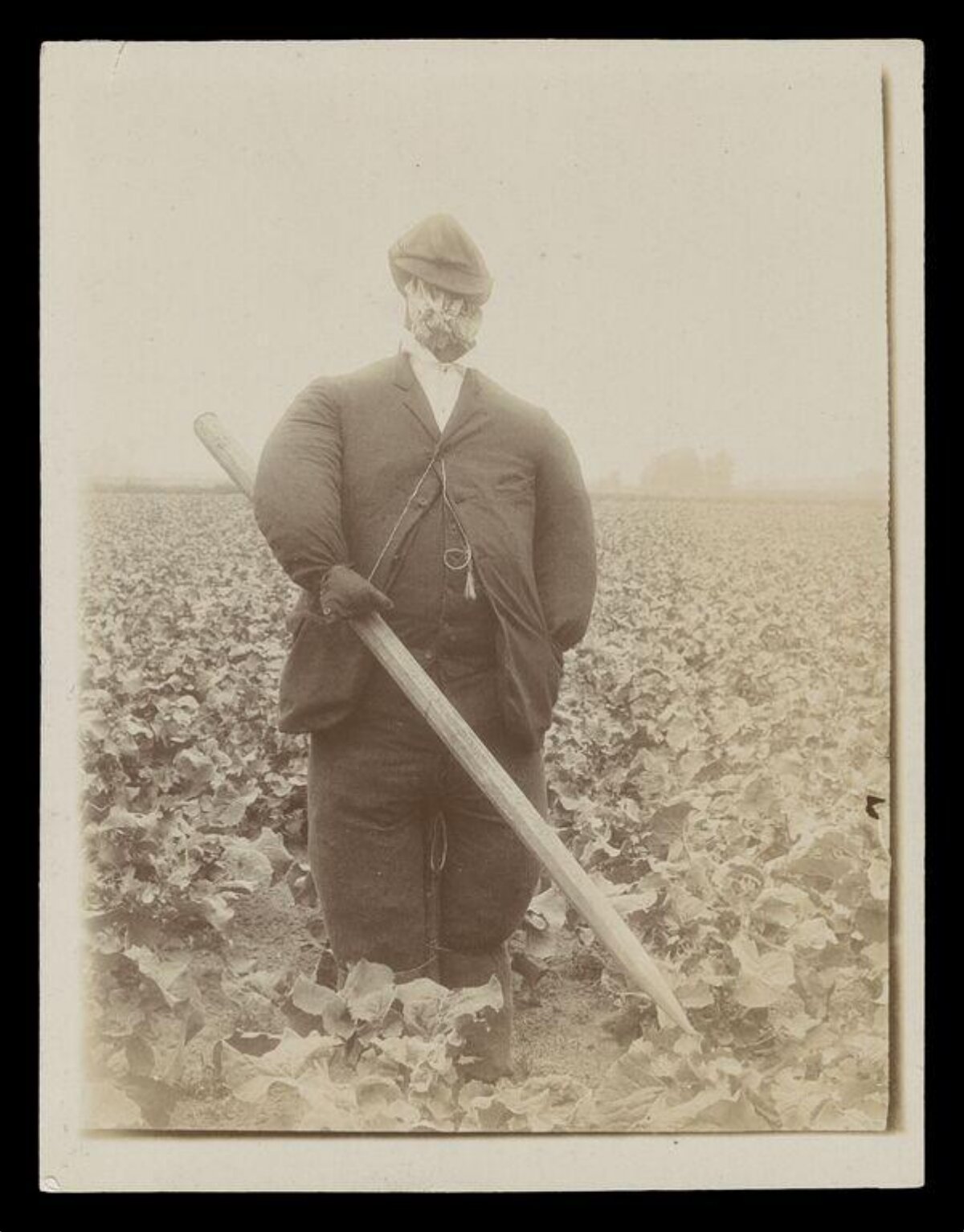 Vintage Photo of Beekeeper in Crop Field