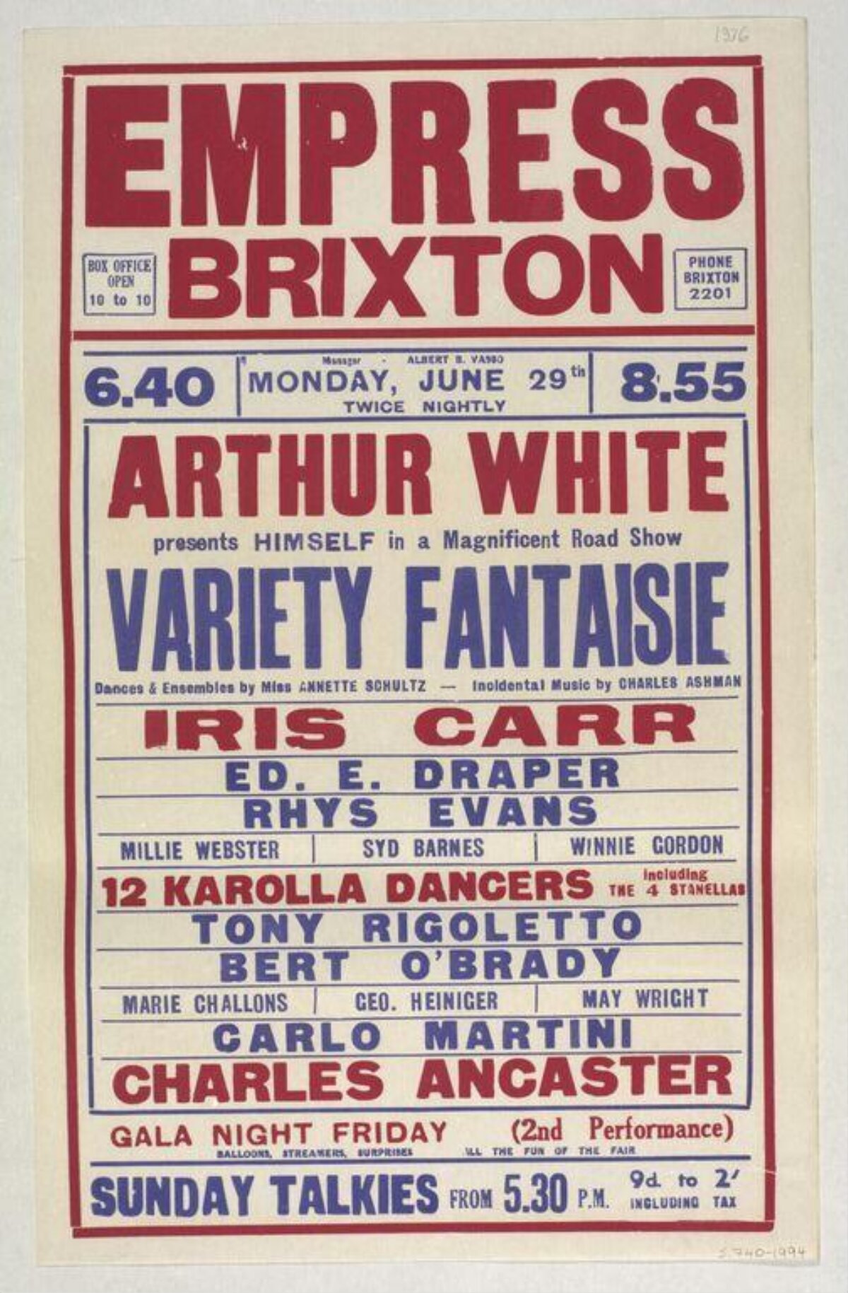 Vintage Empress Brixton Show Poster