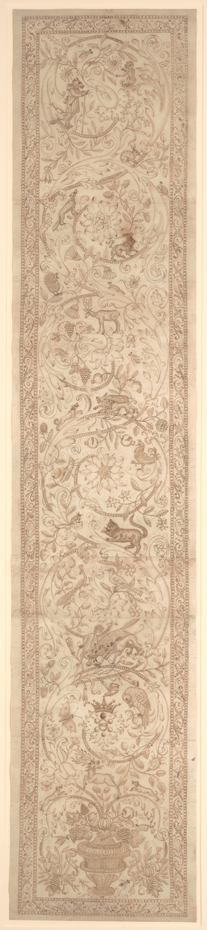 Antique Animal Scroll Pattern Sketch