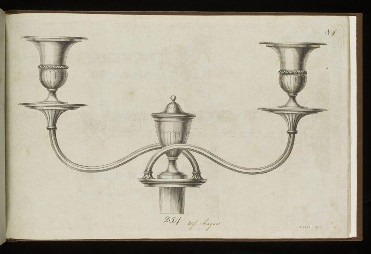 Two-armed Wall Candelabra Design Drawing