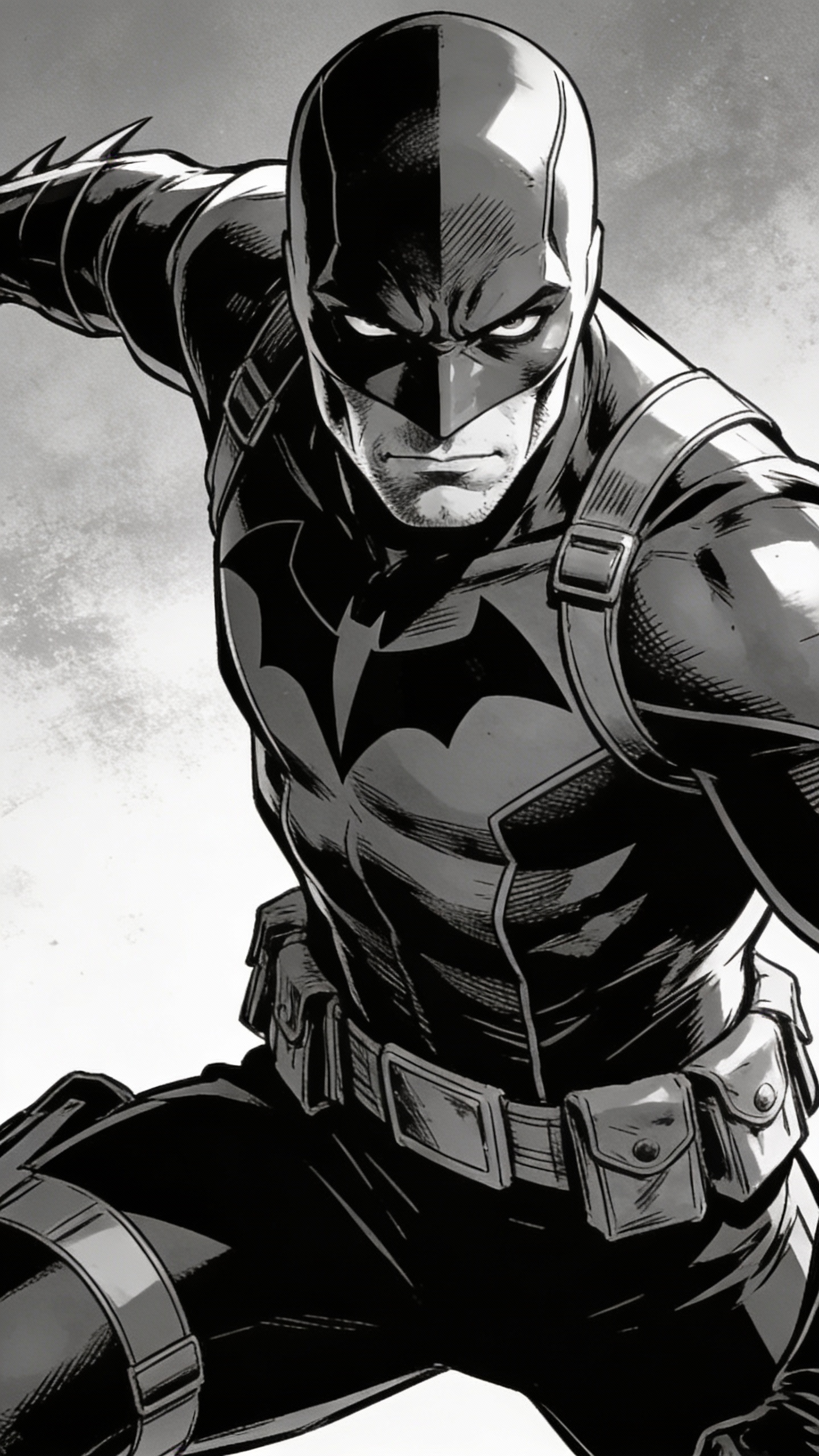 Black and White Batman Comic Illustration