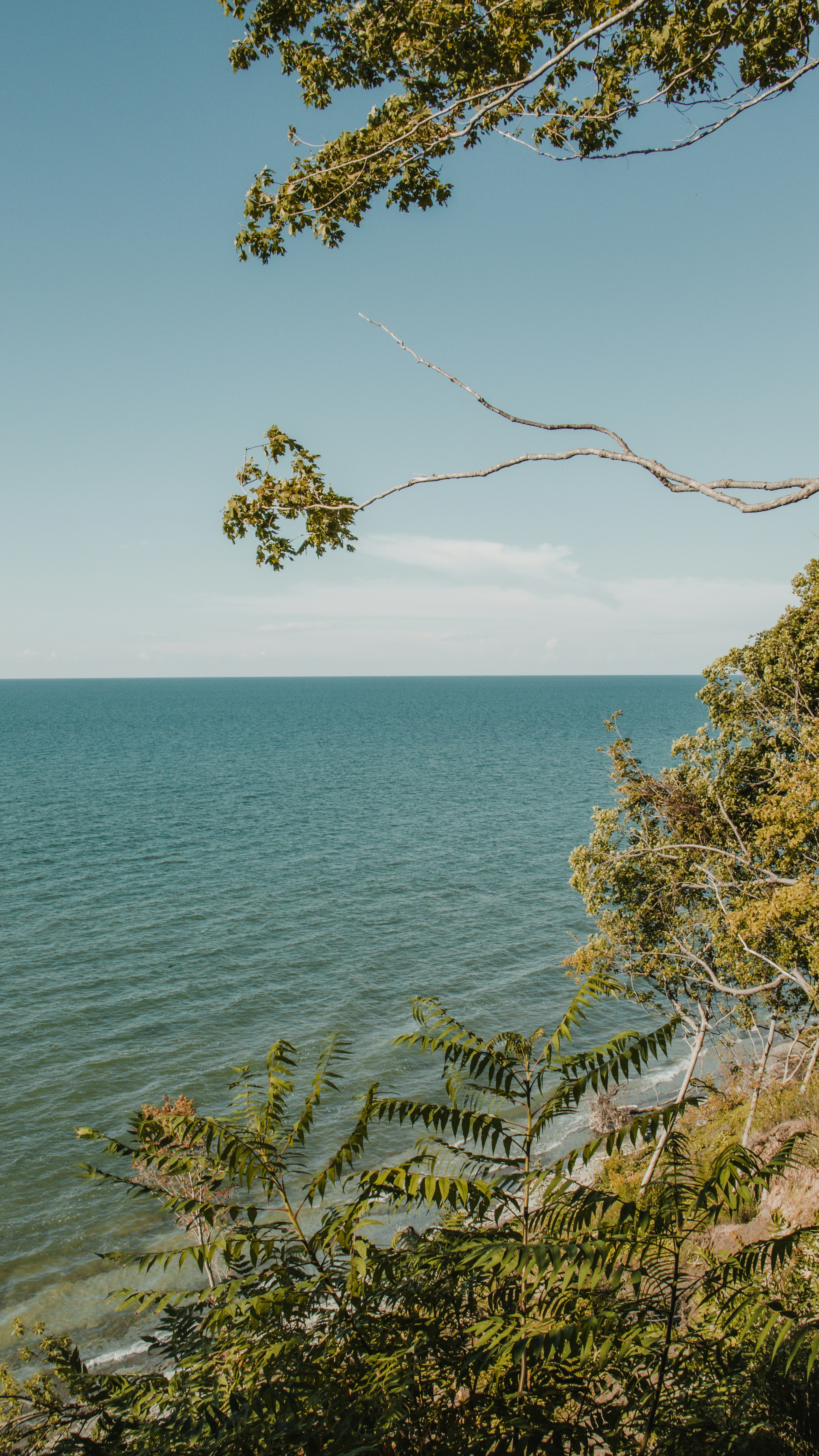 Calm Blue Sea View From Cliffside