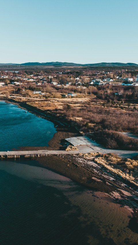 Coastal Small Town Aerial View