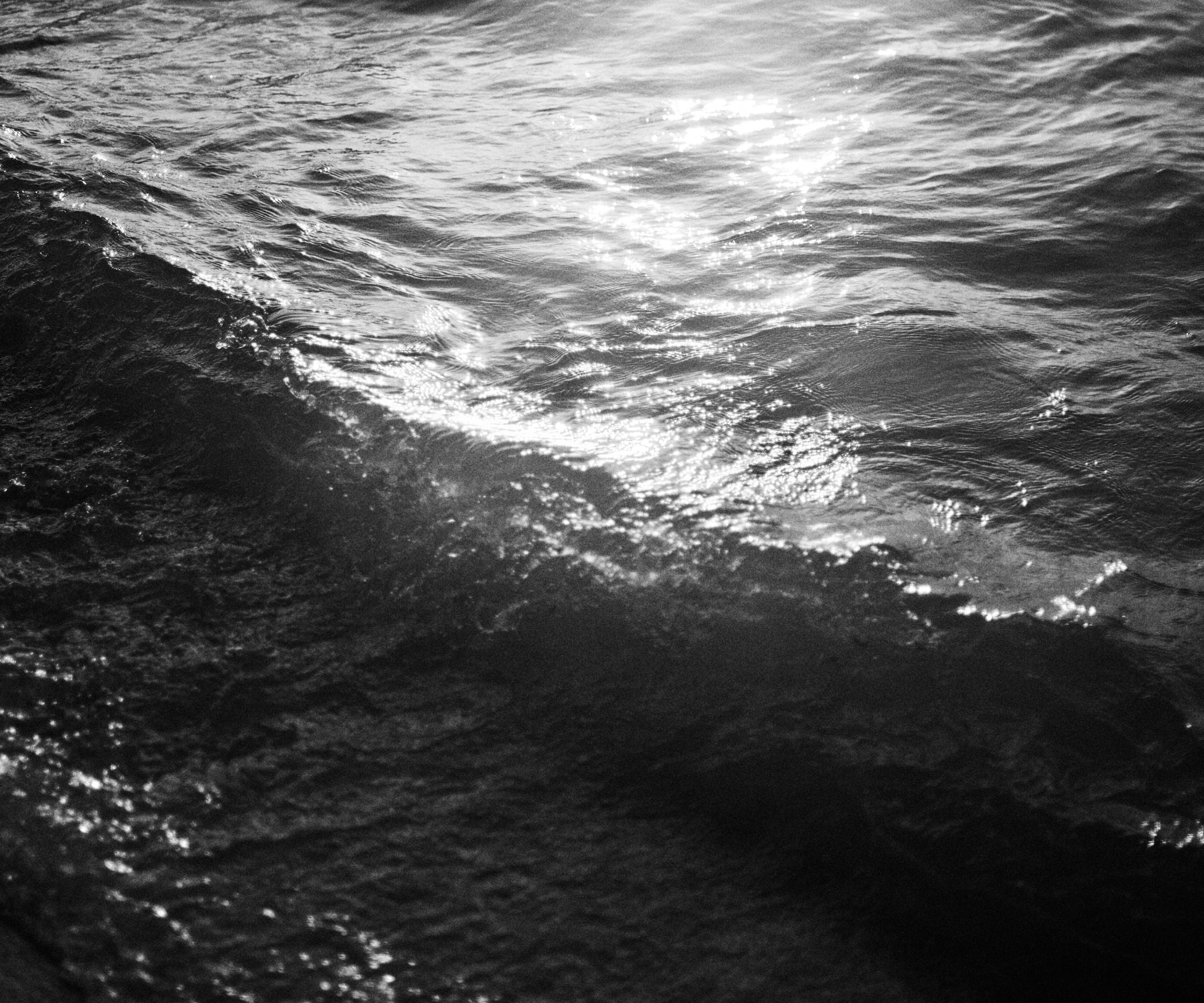 Black and White Sunlit Water Waves