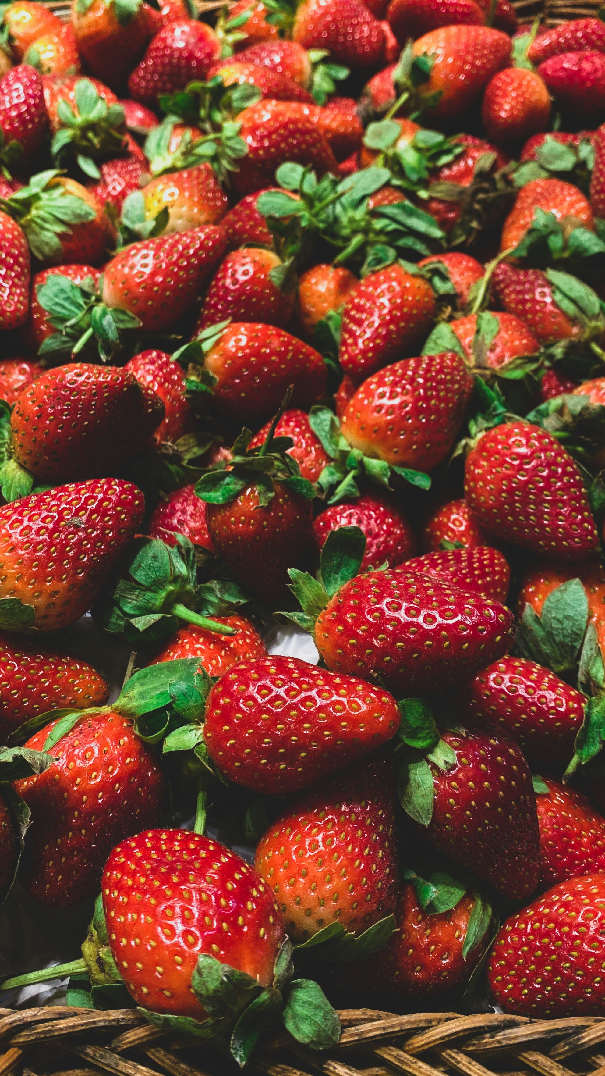 Fresh Strawberries in Wicker Basket