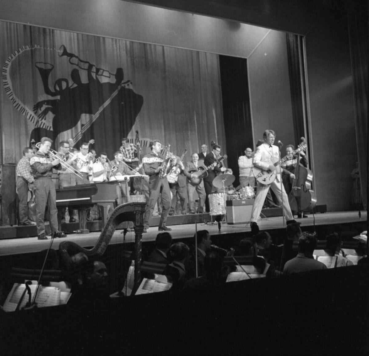 Jazz Big Band Performing on Stage