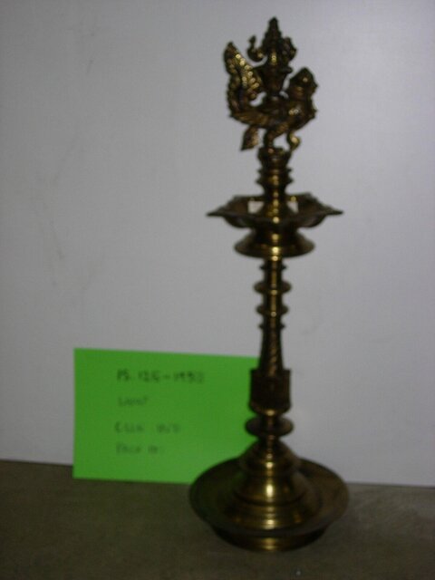 Ornate Brass Standing Oil Lamp