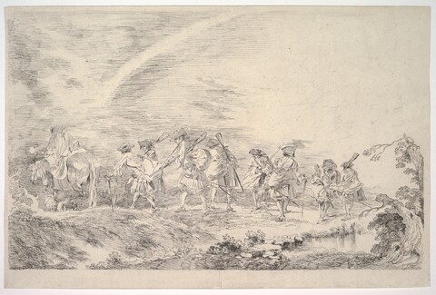 Group of Hunters on the March