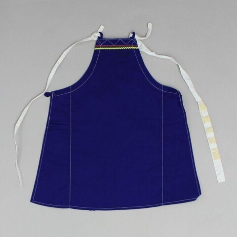Blue Embroidered Cotton Apron